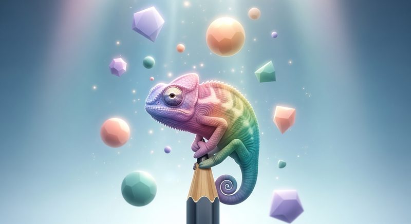 AI art of a chameleon materializing geometric dreams